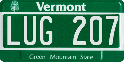 VT license plate LUG207