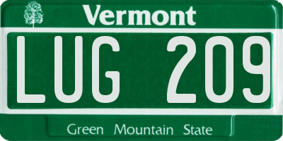 VT license plate LUG209