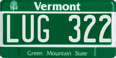 VT license plate LUG322