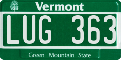 VT license plate LUG363