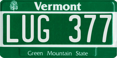VT license plate LUG377