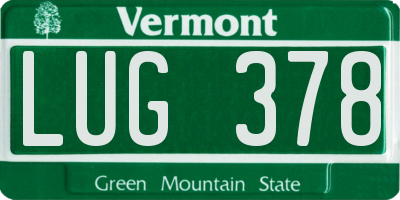 VT license plate LUG378