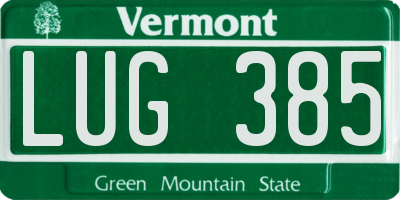 VT license plate LUG385