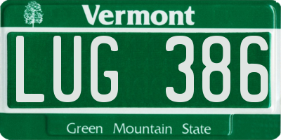 VT license plate LUG386