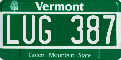 VT license plate LUG387