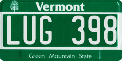 VT license plate LUG398