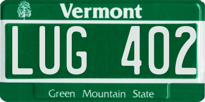 VT license plate LUG402