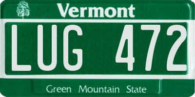 VT license plate LUG472
