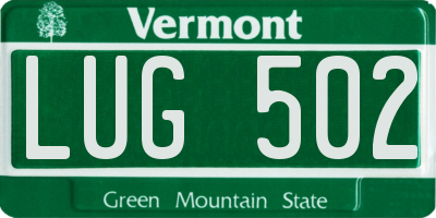 VT license plate LUG502