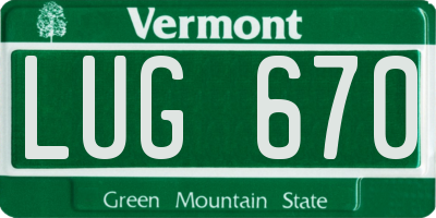 VT license plate LUG670