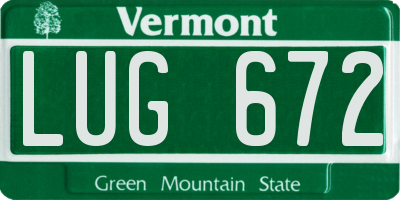 VT license plate LUG672