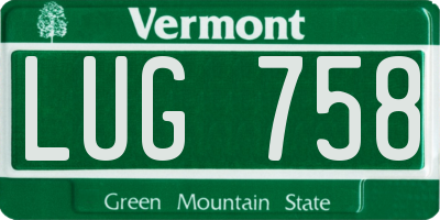 VT license plate LUG758