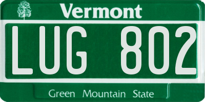 VT license plate LUG802