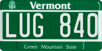 VT license plate LUG840