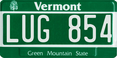 VT license plate LUG854