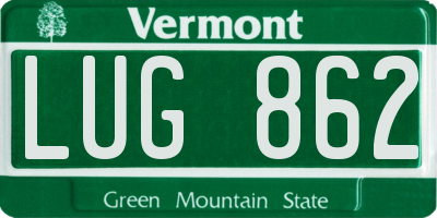 VT license plate LUG862
