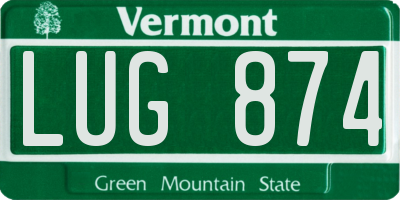 VT license plate LUG874