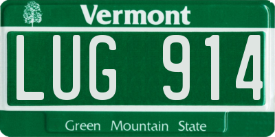 VT license plate LUG914