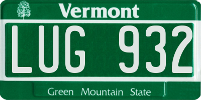 VT license plate LUG932
