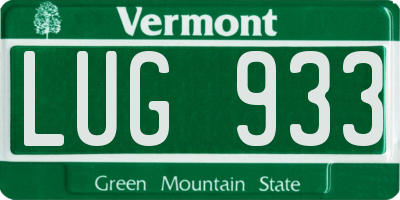 VT license plate LUG933