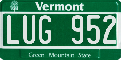 VT license plate LUG952