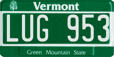 VT license plate LUG953