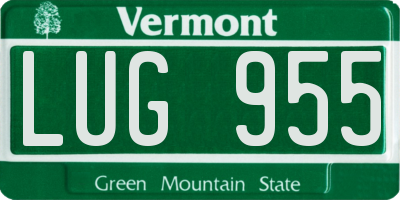 VT license plate LUG955