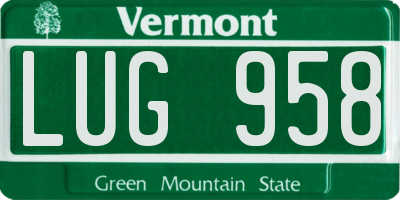VT license plate LUG958