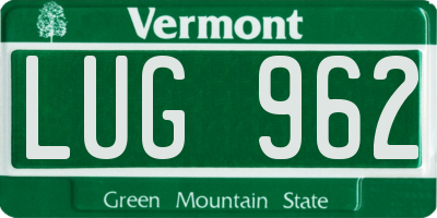 VT license plate LUG962