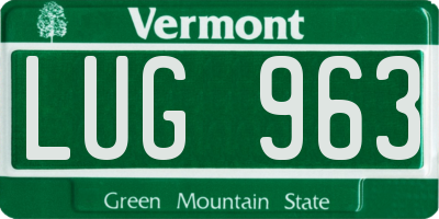 VT license plate LUG963