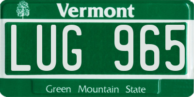 VT license plate LUG965