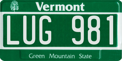 VT license plate LUG981