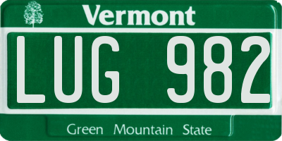 VT license plate LUG982