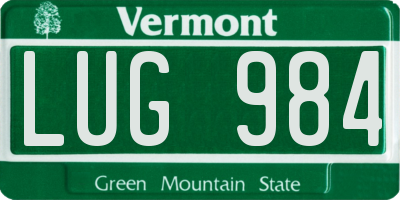 VT license plate LUG984