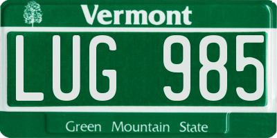 VT license plate LUG985