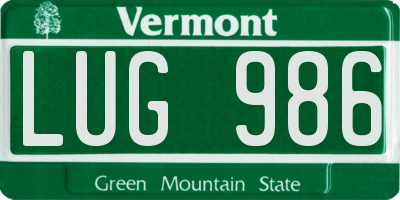 VT license plate LUG986
