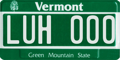 VT license plate LUH000
