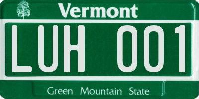 VT license plate LUH001