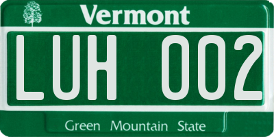 VT license plate LUH002