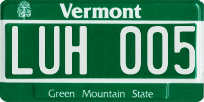VT license plate LUH005