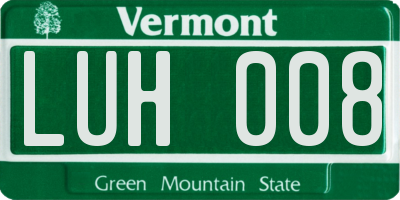 VT license plate LUH008