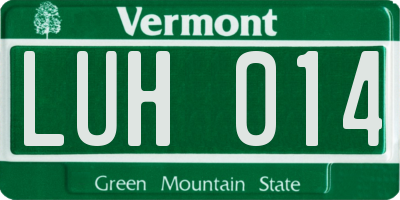 VT license plate LUH014