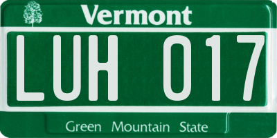VT license plate LUH017