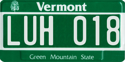 VT license plate LUH018
