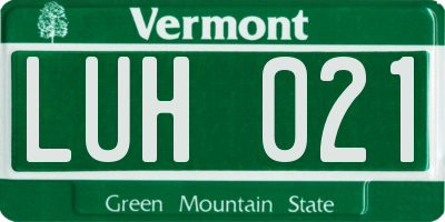 VT license plate LUH021