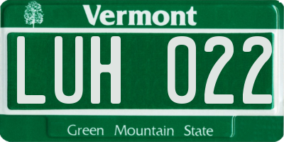 VT license plate LUH022