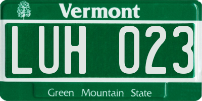 VT license plate LUH023
