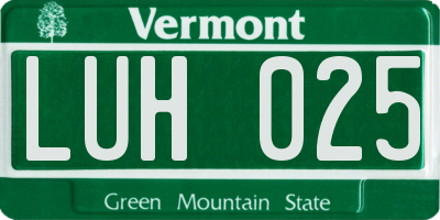 VT license plate LUH025
