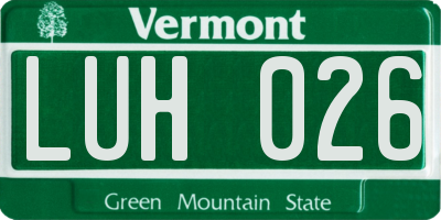 VT license plate LUH026