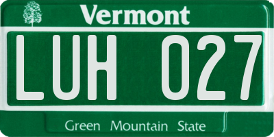 VT license plate LUH027